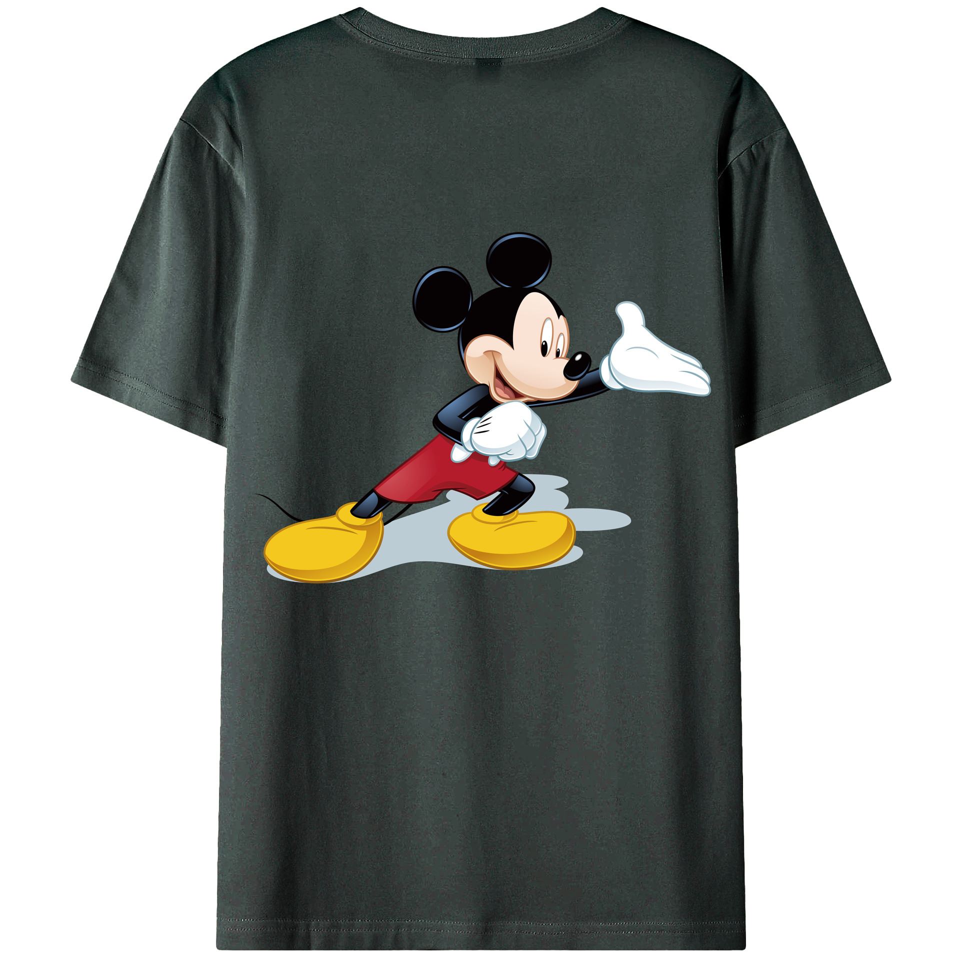 ミッキーマウス Mickey Mouse 綿100％ メンズ半袖Tシャツ（バックプリント） 通気性